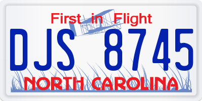 NC license plate DJS8745