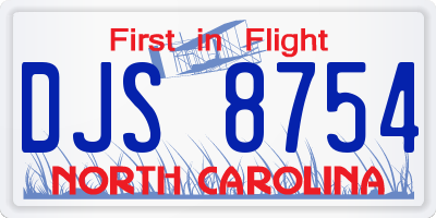 NC license plate DJS8754