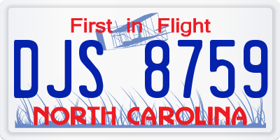 NC license plate DJS8759