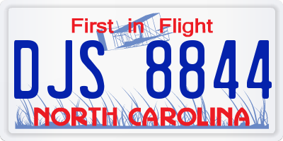 NC license plate DJS8844