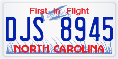 NC license plate DJS8945