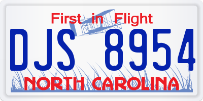 NC license plate DJS8954