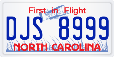 NC license plate DJS8999
