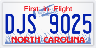 NC license plate DJS9025