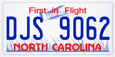 NC license plate DJS9062