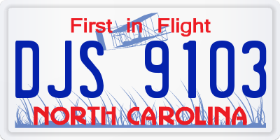 NC license plate DJS9103