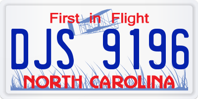 NC license plate DJS9196