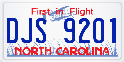NC license plate DJS9201