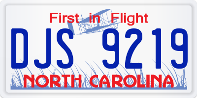 NC license plate DJS9219
