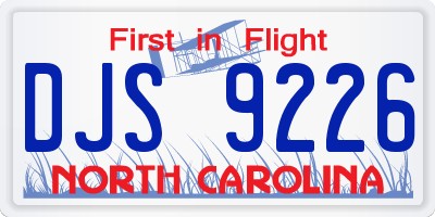 NC license plate DJS9226