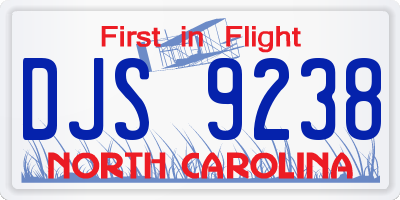 NC license plate DJS9238