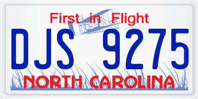 NC license plate DJS9275