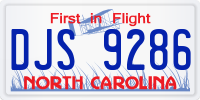 NC license plate DJS9286