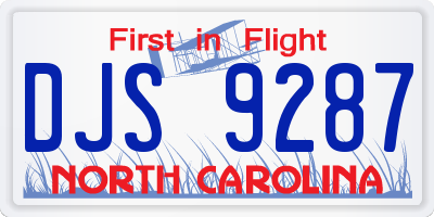 NC license plate DJS9287