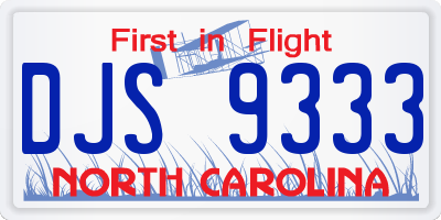 NC license plate DJS9333