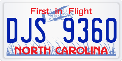 NC license plate DJS9360