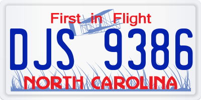 NC license plate DJS9386