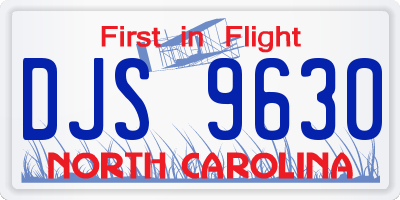NC license plate DJS9630