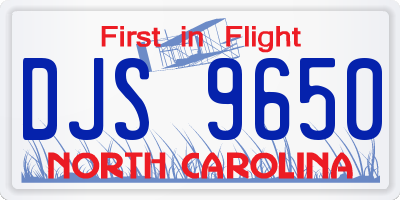 NC license plate DJS9650