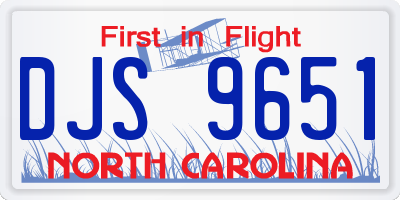 NC license plate DJS9651