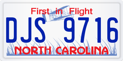 NC license plate DJS9716