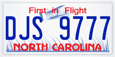 NC license plate DJS9777