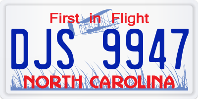 NC license plate DJS9947