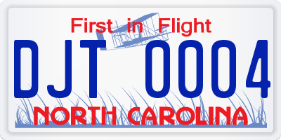 NC license plate DJT0004