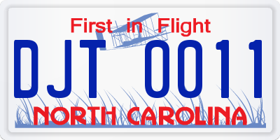 NC license plate DJT0011