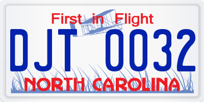 NC license plate DJT0032