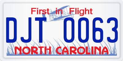 NC license plate DJT0063