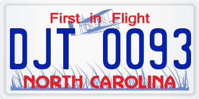 NC license plate DJT0093