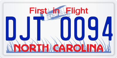 NC license plate DJT0094
