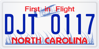 NC license plate DJT0117