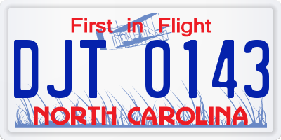 NC license plate DJT0143
