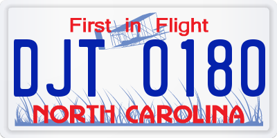NC license plate DJT0180