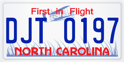 NC license plate DJT0197