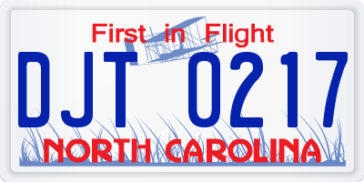 NC license plate DJT0217
