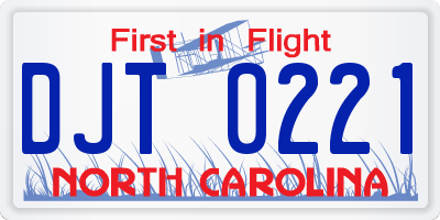 NC license plate DJT0221