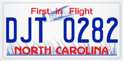 NC license plate DJT0282