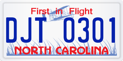 NC license plate DJT0301