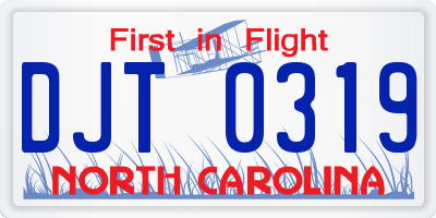 NC license plate DJT0319