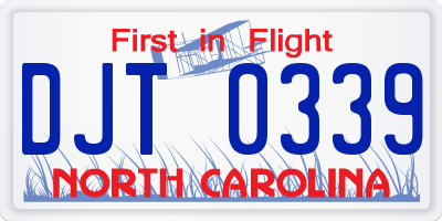 NC license plate DJT0339