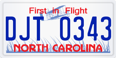 NC license plate DJT0343