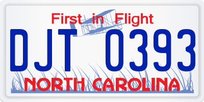 NC license plate DJT0393