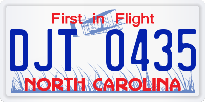 NC license plate DJT0435