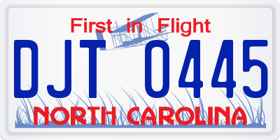 NC license plate DJT0445