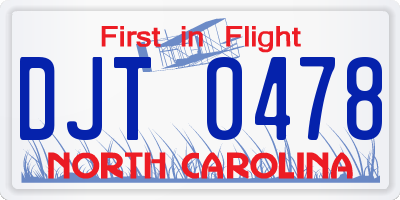 NC license plate DJT0478