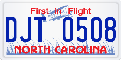 NC license plate DJT0508