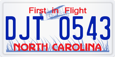 NC license plate DJT0543
